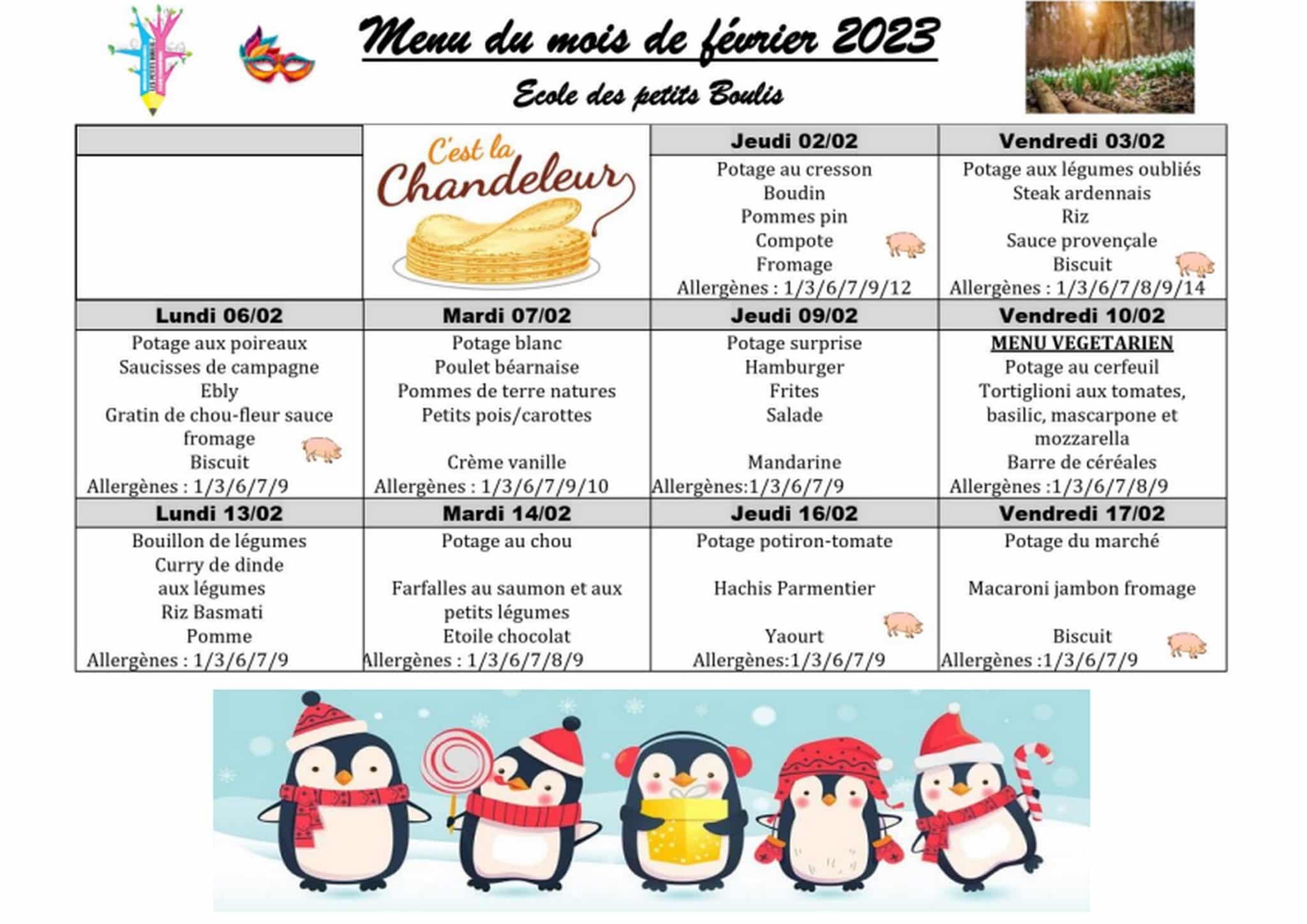 Menu février